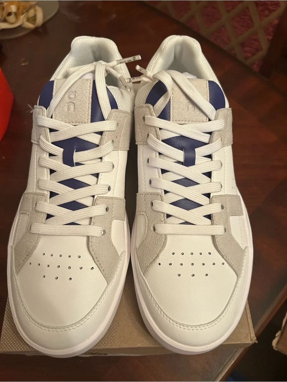 On Cloud Men's Sneakers in White with Indigo Accents